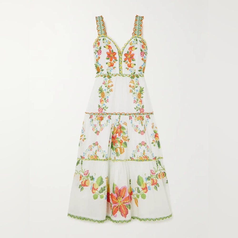 Farm Rio NWT white romance cotton dress size large